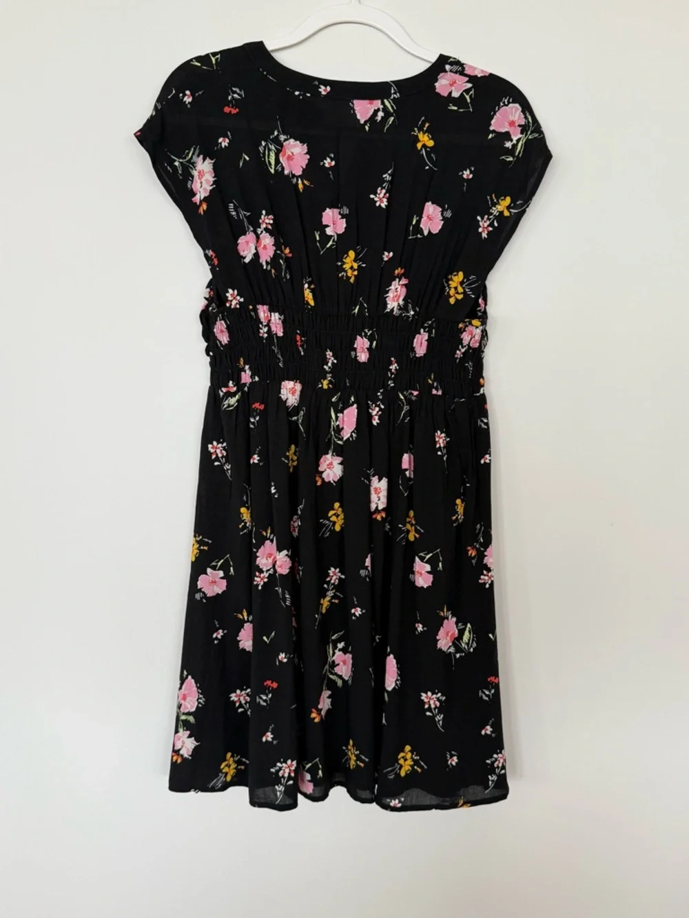 Free People summer black dress with smocked waist and floral print Size Large - Picture 5 of 9
